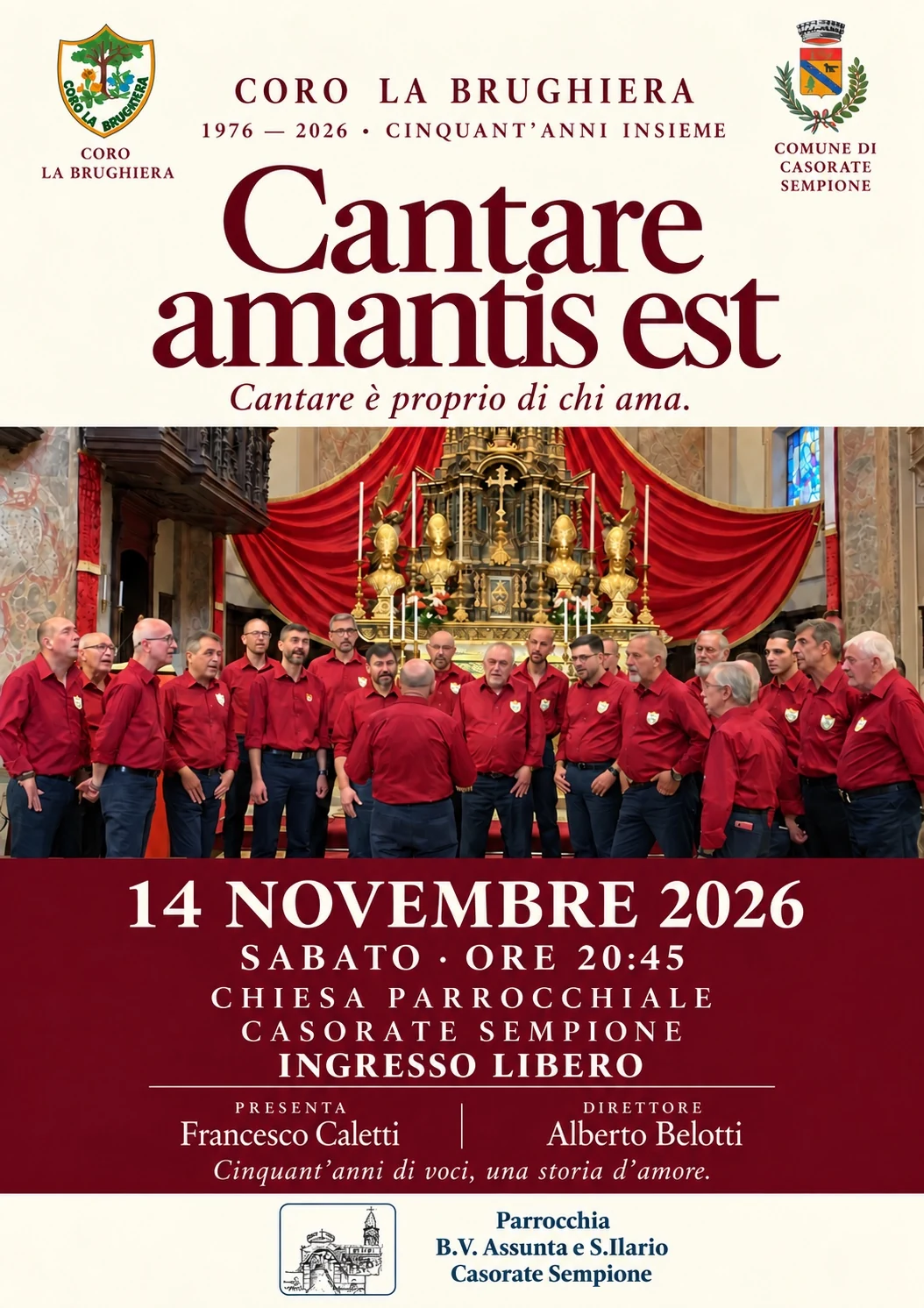 Locandina Cantare amantis est: Coro La Brughiera, 14 novembre 2026 ore 20:45, Casorate Sempione, ingresso libero